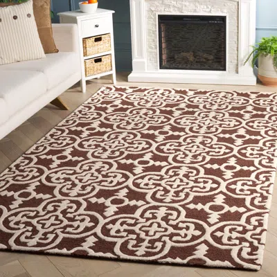Safavieh Cambridge Hand Made Area Rug, Dark Brown / Ivory Contemporary Style Non-shedding