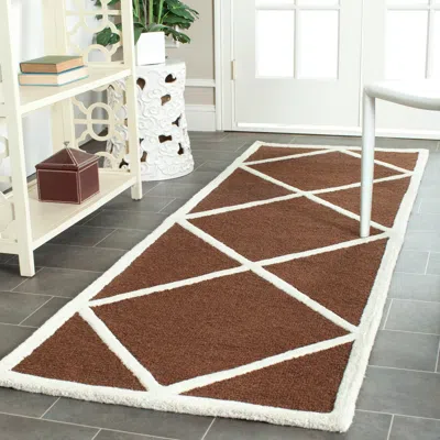Safavieh Cambridge Hand Made Area Rug, Dark Brown / Ivory Contemporary Style Non-shedding
