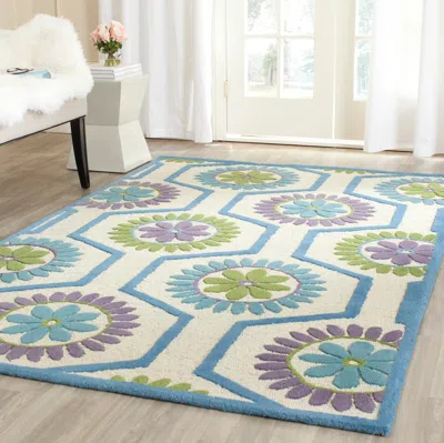 Safavieh Cambridge Hand Made Area Rug, Ivory / Blue Bohemian Style Non-shedding