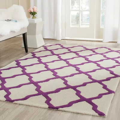 Safavieh Cambridge Hand Made Area Rug, Ivory / Purple Contemporary Style Non-shedding