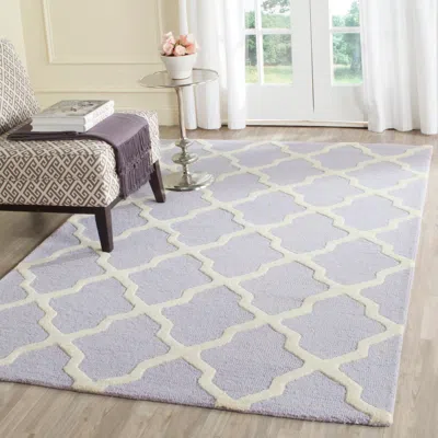 Safavieh Cambridge Hand Made Area Rug, Lavander / Ivory Contemporary Style Non-shedding In Neutral
