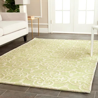 Safavieh Cambridge Hand Made Area Rug, Light Green / Ivory Contemporary Style Non-shedding In Yellow