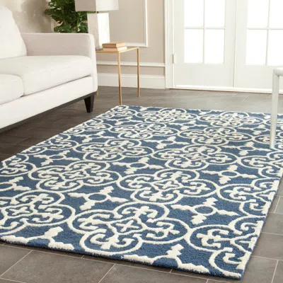 Safavieh Cambridge Hand Made Area Rug, Navy / Ivory Contemporary Style Non-shedding In Blue