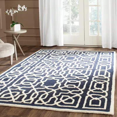 Safavieh Cambridge Hand Made Area Rug, Navy / Ivory Contemporary Style Non-shedding In Black