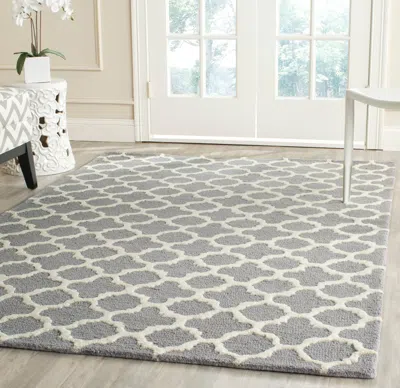 Safavieh Cambridge Hand Made Area Rug, Silver / Ivory Contemporary Style Non-shedding