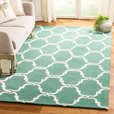 Safavieh Cambridge Hand Made Area Rug, Teal / Ivory Contemporary Style Non-shedding In Neutral