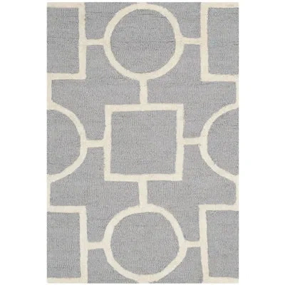 Safavieh Cambridge Hand Tufted Wool Geometric Rug In Ivory;silver