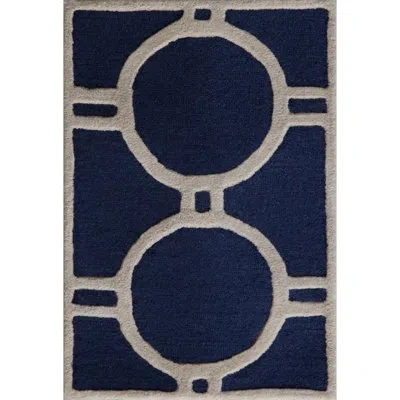 Safavieh Cambridge Hand Tufted Wool Geometric Rug In Navy Blue,ivory