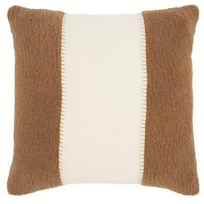 Safavieh Camdyn Wool Blend Throw Square Pillow Cover & Insert In Camel,ivory