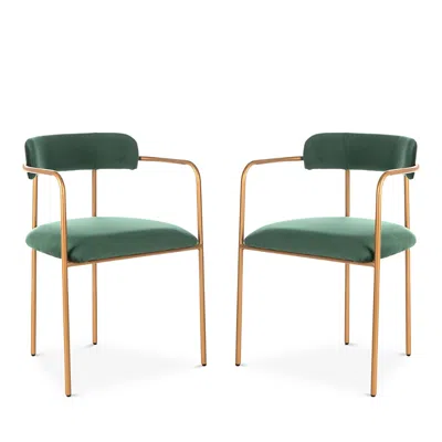 Safavieh Camille Side Chair, Set Of Two In Green/gold