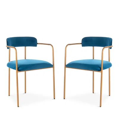 Safavieh Camille Side Chair, Set Of Two In Navy/gold
