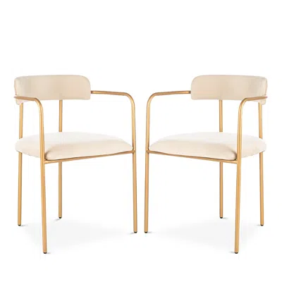 Safavieh Camille Set Of 2 Side Chairs In Tan/gold