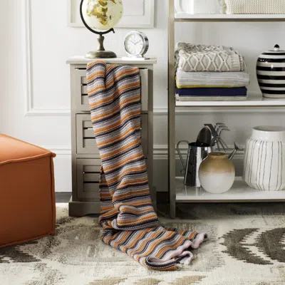 Safavieh Candy Stripe Knit Throw In Blue