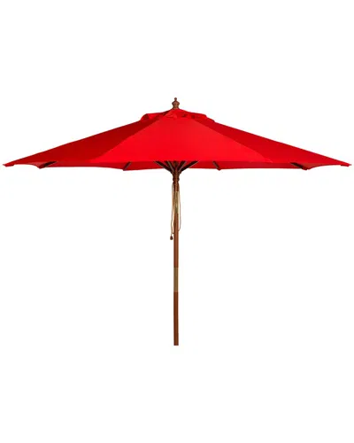 Safavieh Cannes 11ft Wood Umbrella In Red