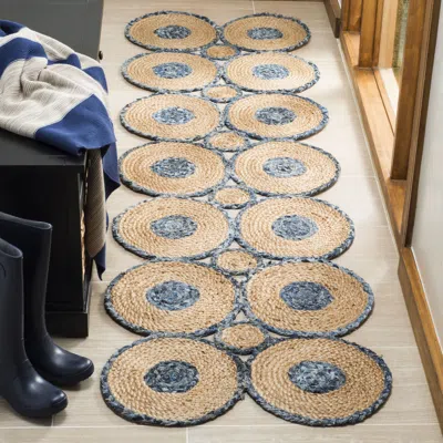Safavieh Cape Cod Hand Made Area Rug, Blue / Natural Bohemian Style Non-shedding