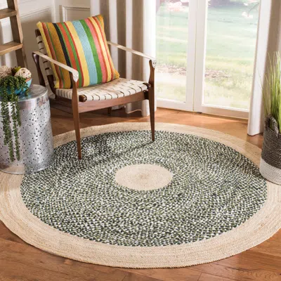 Safavieh Cape Cod Hand Made Area Rug, Green / Natural Bohemian Style Non-shedding