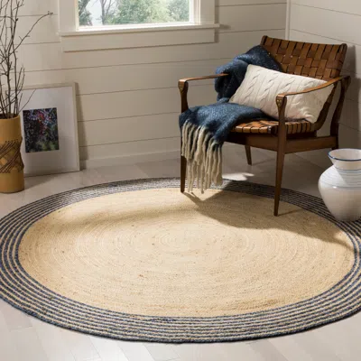 Safavieh Cape Cod Hand Made Area Rug, Ivory / Blue Bohemian Style Non-shedding In Neutral