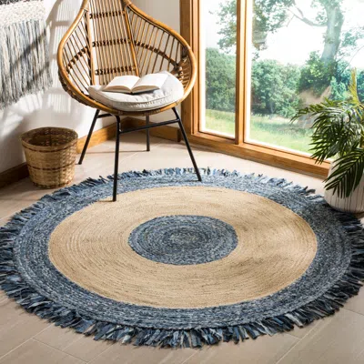 Safavieh Cape Cod Hand Made Area Rug, Ivory / Denim Bohemian Style Non-shedding