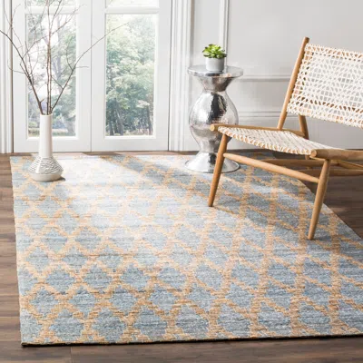 Safavieh Cape Cod Hand Made Area Rug, Light Blue / Gold Transitional Style Non-shedding