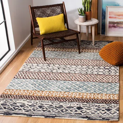 Safavieh Capri Hand Made Area Rug, Ivory / Charcoal Bohemian Style Non-shedding In Multi