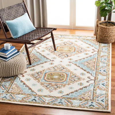 Safavieh Capri Hand Made Area Rug, Ivory / Rust Traditional Style Non-shedding