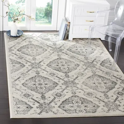 Safavieh Carnegie Machine Made Area Rug, Cream / Light Grey Traditional Style Easy Care