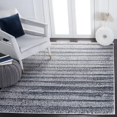 Safavieh Carnegie Machine Made Area Rug, Grey / Navy Contemporary Style Easy Care In Gray