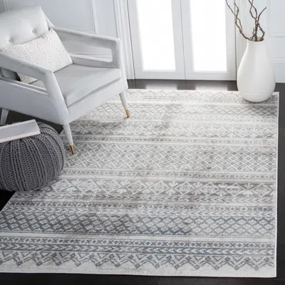 Safavieh Carnegie Machine Made Area Rug, Ivory / Grey Bohemian Style Easy Care In Gray