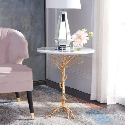 Safavieh Carolyn Rooted Gold Accent Table In White