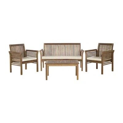 Safavieh Carson Patio Collection 4-pc. Conversation Set Weather Resistant In White