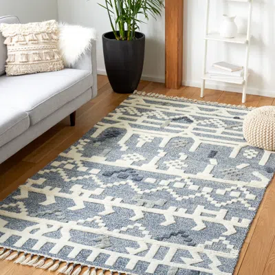 Safavieh Casablanca Hand Made Area Rug, Blue / Ivory Bohemian Style Non-shedding In Gray