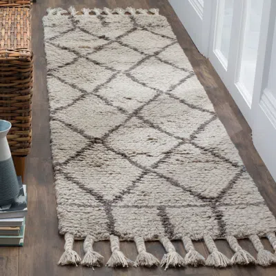 Safavieh Casablanca Hand Made Area Rug, Grey / Dark Grey Shag / Flokati Style Non-shedding In Gray
