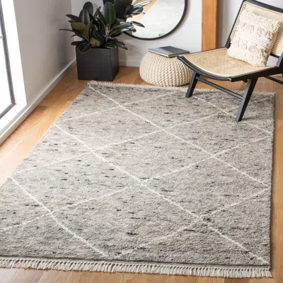 Safavieh Casablanca Hand Made Area Rug, Grey / Ivory Shag / Flokati Style Non-shedding In Gray