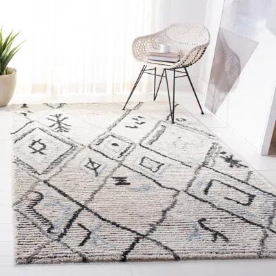 Safavieh Casablanca Shag Hand Made Area Rug, Grey / Ivory Bohemian Style Non-shedding In White