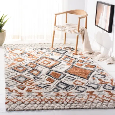 Safavieh Casablanca Shag Hand Made Area Rug, Ivory / Brown Bohemian Style Non-shedding