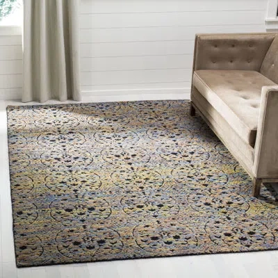 Safavieh Castilla Hand Knotted Wool Geometric Rug In Blue;yellow