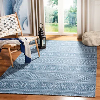 Safavieh Cedar Brook Hand Made Area Rug, Blue / Ivory Bohemian Style Non-shedding