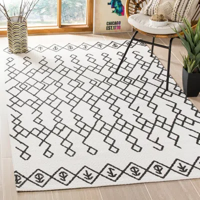 Safavieh Cedar Brook Hand Made Area Rug, Ivory / Black Bohemian Style Non-shedding In White