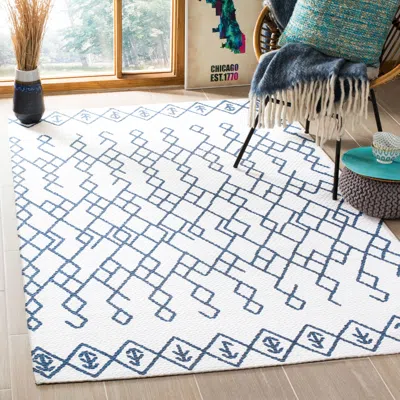 Safavieh Cedar Brook Hand Made Area Rug, Ivory / Navy Bohemian Style Non-shedding In White