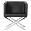 Safavieh Celine Bonded Leather Cross Leg Chair In Black/chrome