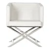 Safavieh Celine Bonded Leather Cross Leg Chair In White/chrome