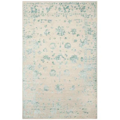 Safavieh Centennial Hand Knotted Wool, Viscose Floral Rug In Silver,light Blue