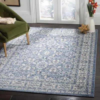 Safavieh Charleston Machine Made Area Rug, Navy / Creme Traditional Style Easy Care In Blue
