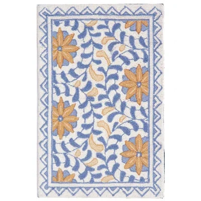 Safavieh Chelsea Hand Hooked Wool Floral Rug In Blue;ivory