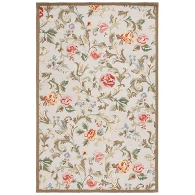 Safavieh Chelsea Hand Hooked Wool Floral Rug In Ivory;ivory,sage;sage