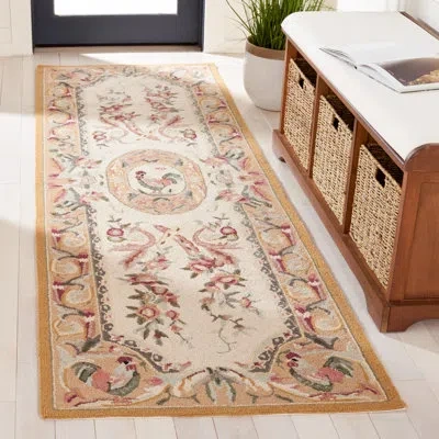 Safavieh Chelsea Hand Hooked Wool Pile Rug In Taupe,red,green,orange