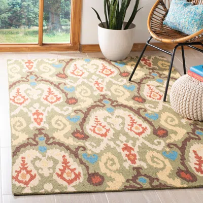 Safavieh Chelsea Hand Made Area Rug, Green / Multi Bohemian Style Non-shedding