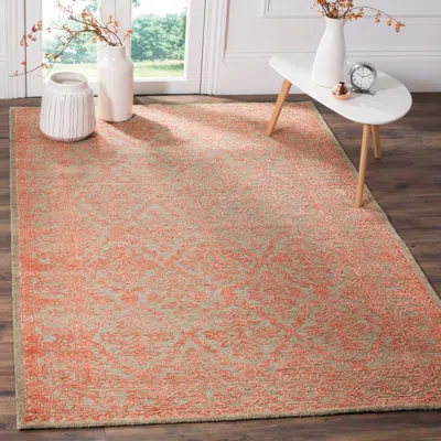 Safavieh Chester Hand Made Area Rug, Dark Beig / Coral Traditional Style Non-shedding In Red