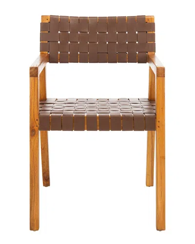 Safavieh Cire Leather Dining Chair In Cognac