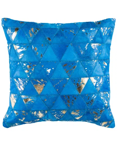 Safavieh Clairton Metallic Cowhide Pillow In Blue